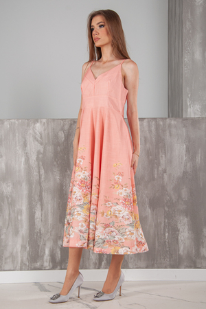 Платье цветы розовый текстиль 029551