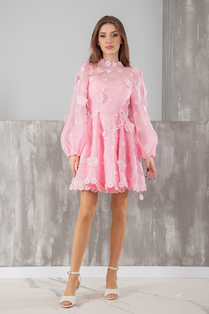 Платье розовые цветы розовый котон 029982