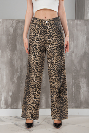 Джинсы леопард светло-коричневый джинс 031317