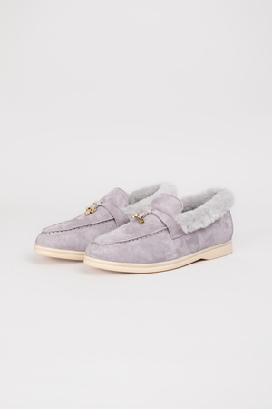 Лофери light grey хутро світло-сірий замш 033195