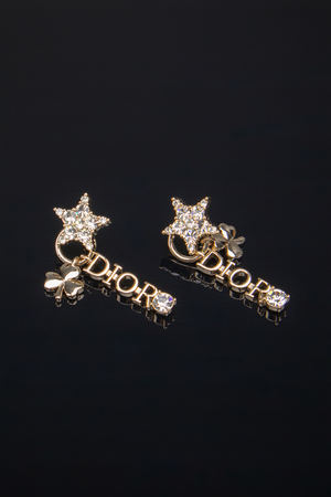 Сережки dior+зірка золото 033332