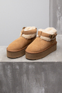 Ugg высокая подошва мех на застежке беж лого бежевый замш 034037