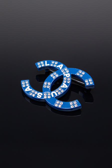 Брошь камни синий 034089