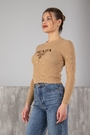 Кофта коротка коричневе лого беж текстиль 034158