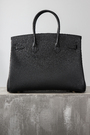 Сумка 35 см, 2 ручки чёрная кожа 034689