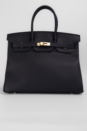 Сумка 35 см, 2 ручки чорна шкіра 034689