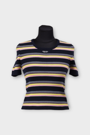 Футболка різнокольорові смужки чорний коттон 035174