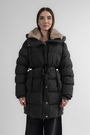 Куртка довга, хутро темно-сірий котон 035371