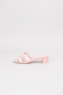 Шлепанцы каблуки розовая кожа глянец 035544