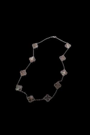 Підвіска каміння, срібне обрамлення темний перламутр 035896