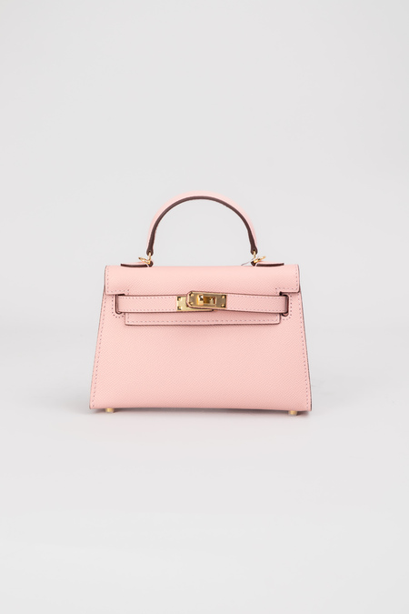 Сумка золотая фурнитура 19 см розовая кожа 036210