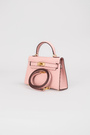 Сумка золотая фурнитура 19 см розовая кожа 036210