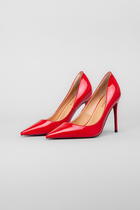 Туфли лодочки красный лак 036424