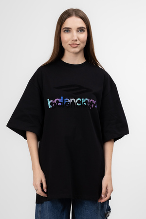 Футболка кольорове лого чорний котон 036783