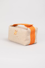 Сумка оранжевое лого бежевый текстиль 036791