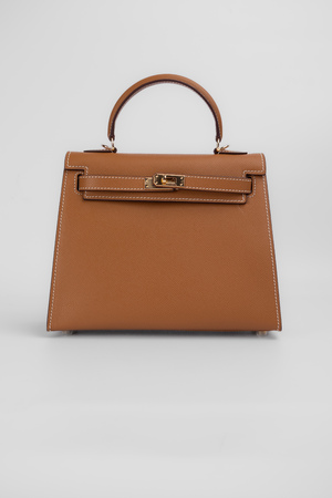 Сумка 25 см золота пряжка коричнева шкіра 036811