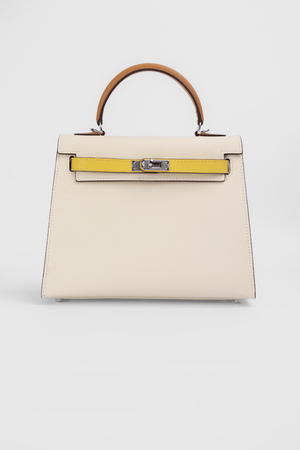 Сумка 25 см жовта пряжка золоті аксесуари молочна шкіра 036812