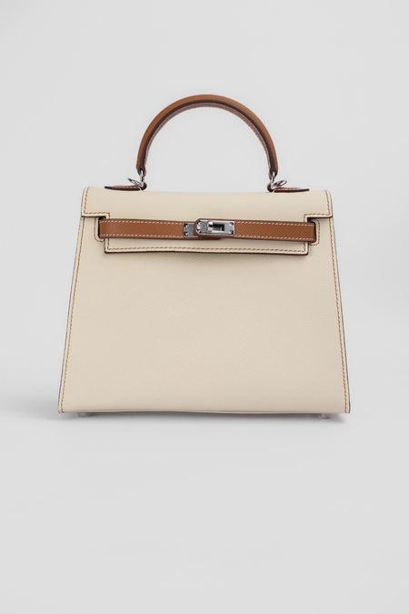 Сумка 25 см коричнева пряжка золоті аксесуари молочна шкіра 036814