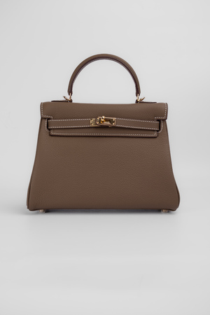 Сумка 25 см золоті аксесуари темно-бежева шкіра ікра 036826