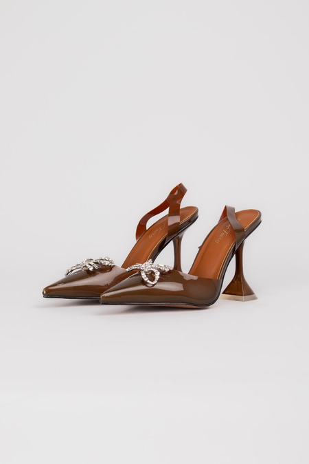 Туфлі бант срібло коричневий силікон 036830