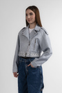 Куртка блискавка ремінець сіра еко-шкіра 037290