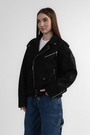 Куртка молния ремешок черная эко-замша 037292