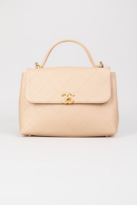 Сумка 38 см золоте лого бежева шкіра 037366