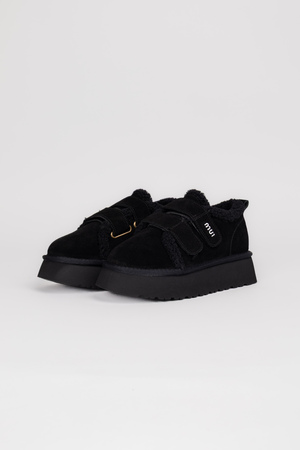 Ugg 2 застібки хутро чорний еко-замш 037390