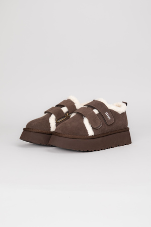 Ugg 2 застібки хутро темно-коричневий еко-замш 037391