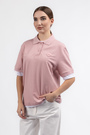 Футболка polo рожеве лого білий кант рожевий коттон 037403
