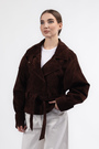 Куртка гудзики пояс коричневий замш 037560