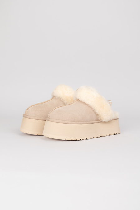 Ugg біле хутро бежева замша 037636