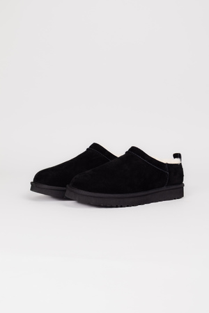 Ugg біле хутро низькі чорна замша 037638