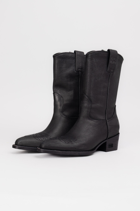 Чоботи чорне лого чорна шкіра 037670