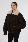 Куртка хутряний комірець блискавка темно-коричневий еко-дублерін 037706