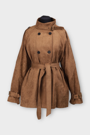 Куртка гудзики ремінець світло-коричневий еко-замш 037713