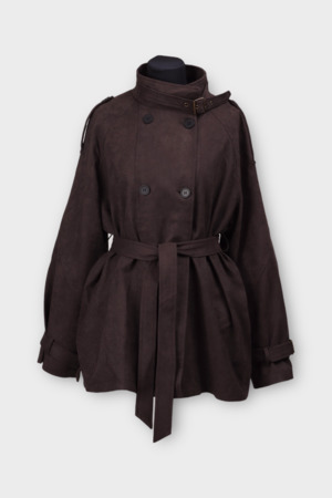 Куртка гудзики ремінець чорний еко-замш 037715