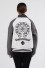 Куртка белая полоска бомбер лого чёрное бело-серый котон 037768