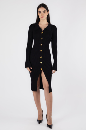 Платье золотые пуговицы черный котон 037812