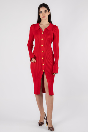 Сукня золоті гудзики червоний котон 037813