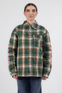 Куртка клітинка рожеве лого зелений котон 037818