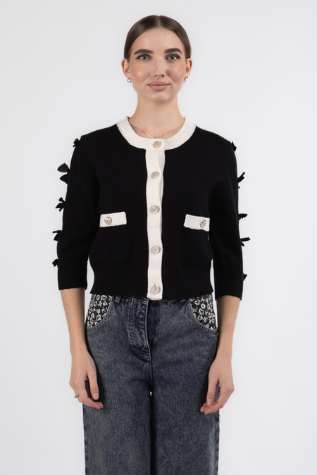 Кофта срібні гудзики чорний котон 037826