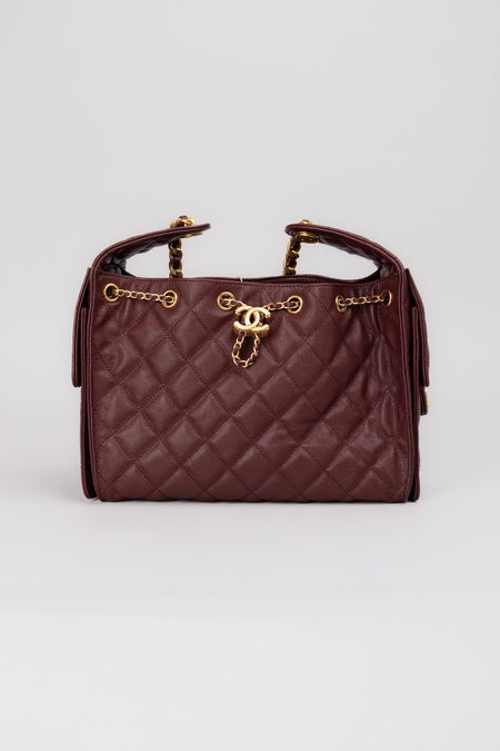 Сумка 26 см золотые аксессуары бордовая кожа 037842