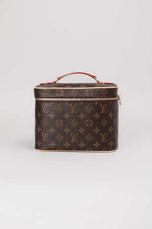 Сумка косметичка 24 см монограмм коричневая кожа 037844