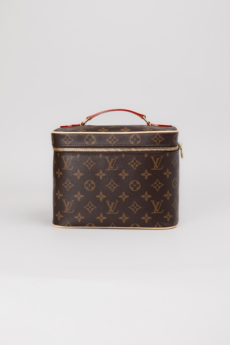 Сумка косметичка 24 см монограмм коричневая кожа 037844