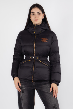 Куртка 90% пух коричневе лого чорний поліестер 037910