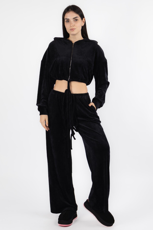 Костюм кофта+штани чорний велюр 037931