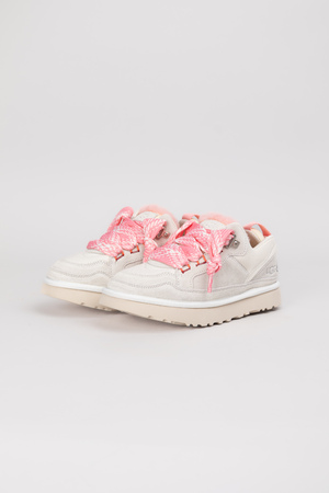 Ugg кросівки рожева шнурівка біла замша 037935