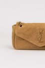 Сумка 26 см золотое лого горчичный замш 037945