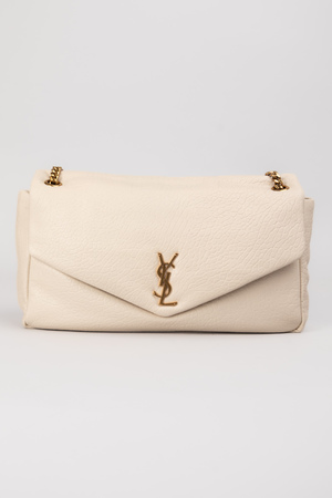 Сумка 38 см золоте лого біла шкіра рельеф 037946